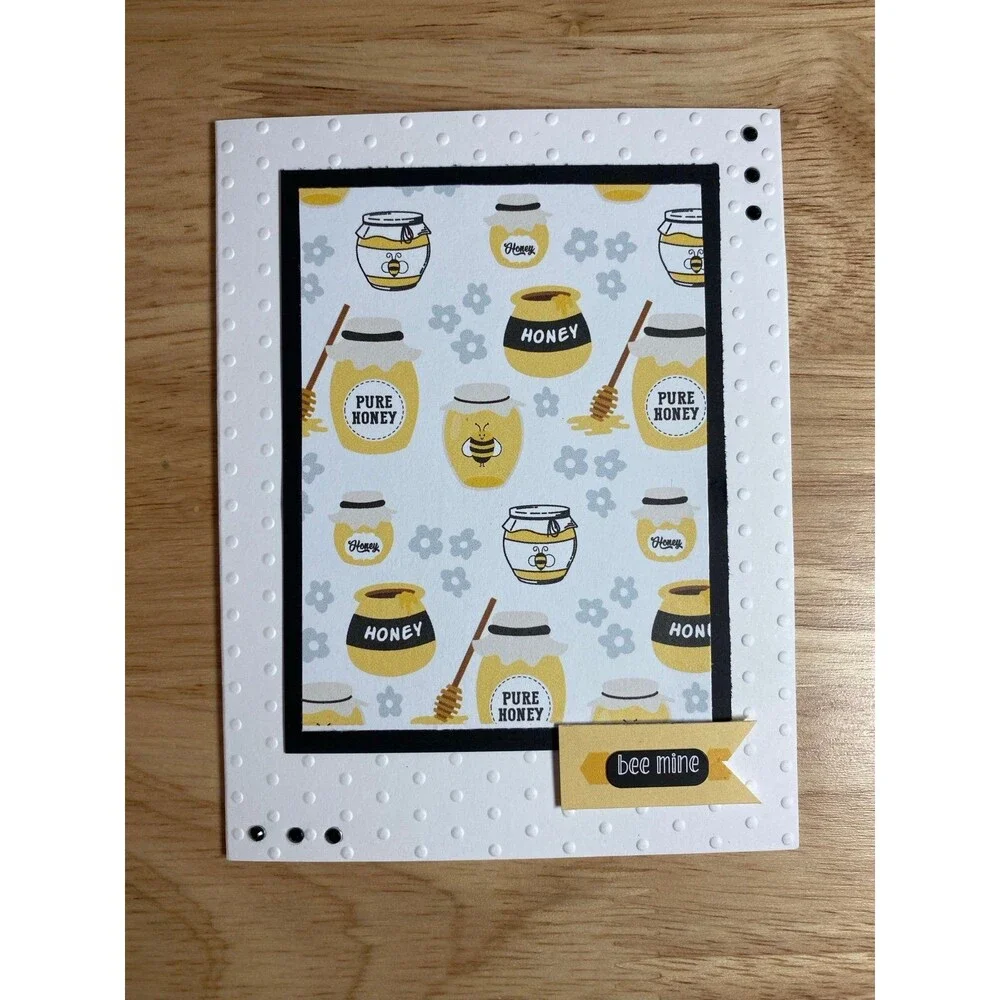 Bee & Honey Greeting Card – Handmade A2 Card – Bee Mine Anniversary Blank Card